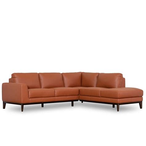 Mayfair Leather Sectional (Burnt Orange - Right Facing Chaise ...