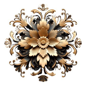 Abstract Black Background With Golden Floral Ornament, Floral, Background, Golden PNG ...