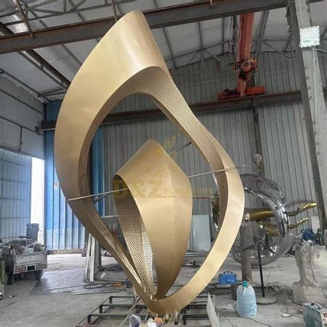 Large stainless steel gold plated metal sculpture DZ-112