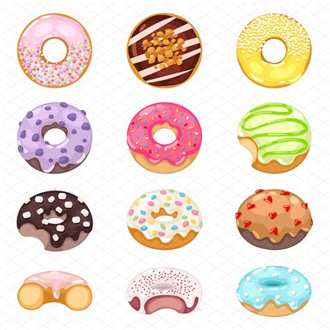 Donuts vector set | Decorative Illustrations ~ Creative Market