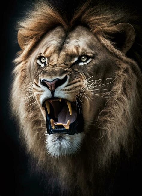 free tiger or lion portrait dark background. 26998782 Stock Photo at Vecteezy