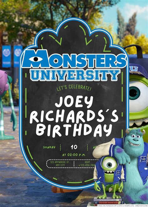 Monsters University Birthday Invitation | Download Hundreds FREE PRINTABLE Birthday Invitation ...