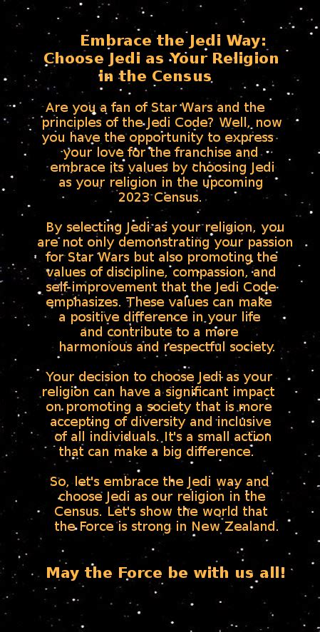 Embrace the Jedi Way: Choose Jedi as Your Religion in the Census! : r ...