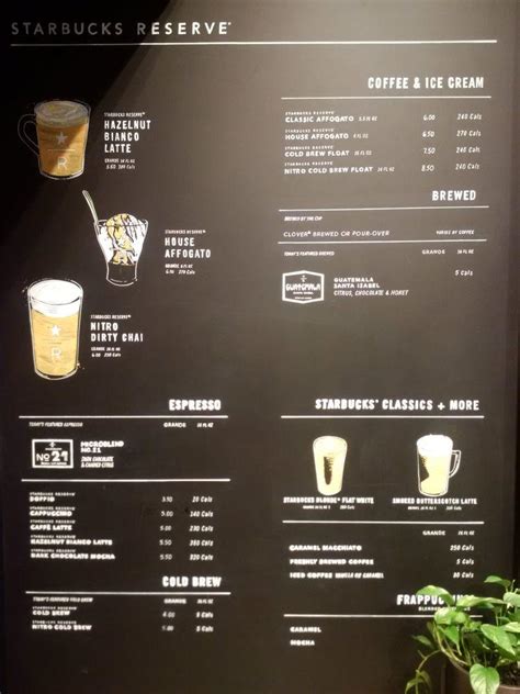 Menu at Starbucks Reserve cafe, Toronto, Don Mills Rd