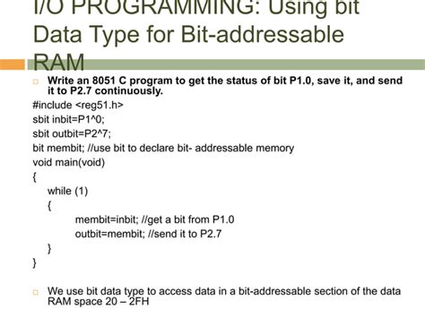 Intel 8051 Programming in C | PPT