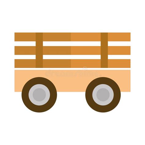 Trailer Transport Agriculture Work Equipment Farm Cartoon Flat Icon Style Stock Vector ...