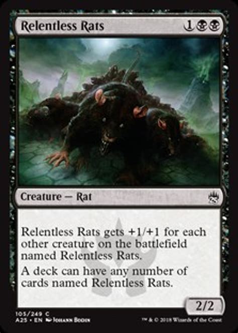 Magic The Gathering Masters 25 Single Card Common Relentless Rats 105 Foil - ToyWiz