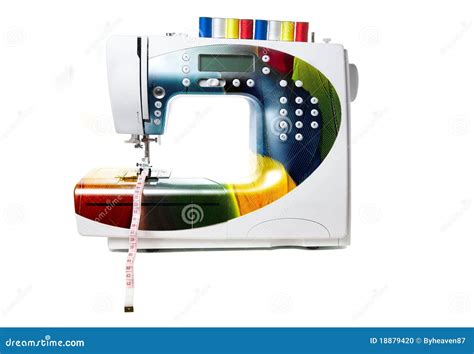 Colored Modern Sewing Machine Stock Photo - Image of work, centimeter ...