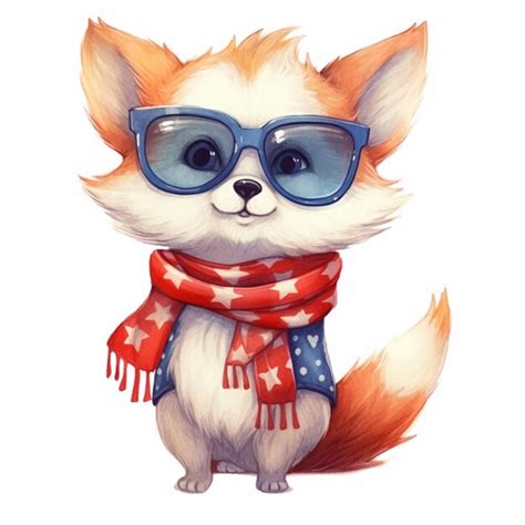 Premium AI Image | Cartoon illustration of a dog wearing sunglasses and a scarf generative ai