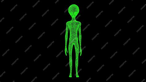 Premium Photo | 3d green man on black bg alien extra terrestrial lifeform ufo concept for title ...