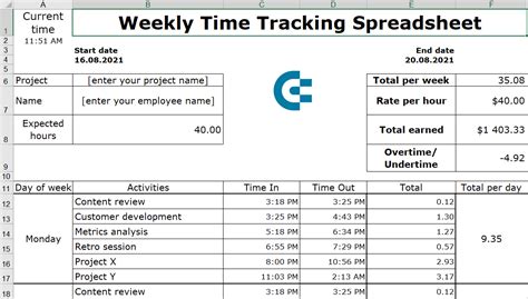 Time Tracking Spreadsheet in Excel | Coupler.io Blog