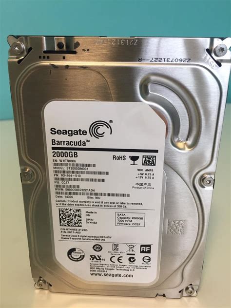 Seagate Barracuda 2TB 2000GB Hard Drive, 7200RPM, 3.5", ST2000DM001 ...