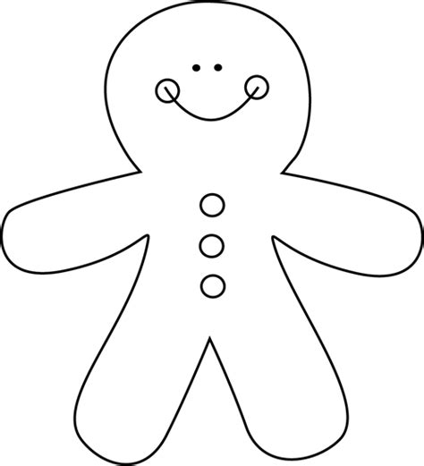 Black and White Gingerbread Man Clip Art - Black and White Gingerbread Man Image Christmas Gift ...