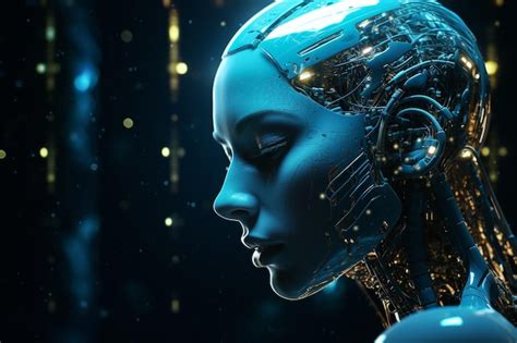 Premium AI Image | Futuristic Female Robot Against A Data Background