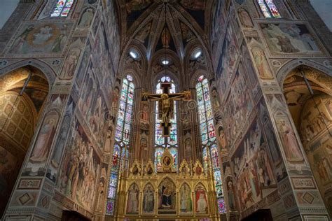 Panoramic View of Interior of Basilica Di Santa Croce Editorial Stock ...