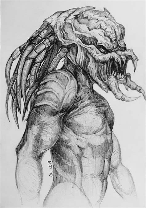 Predator unmasked. Pencil drawing by Ali Shale 2017. Drawing Artwork, Drawing Sketches, Pencil ...