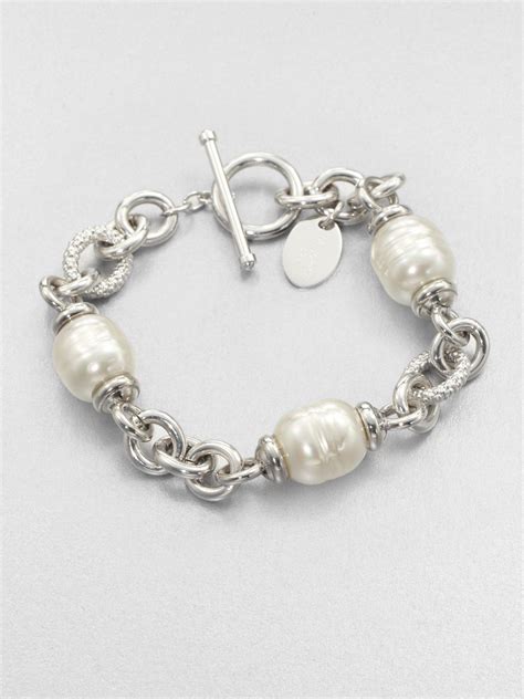 Majorica Baroque Pearl Station Bracelet in Metallic | Lyst