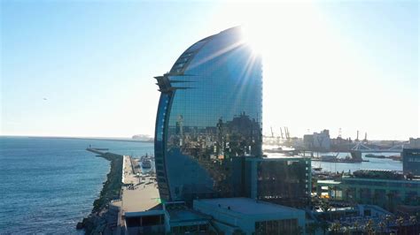 Luxury Hotel In Barcelona Aerial View Sunny Stock Footage SBV-338002805 ...