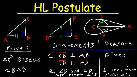 Hypotenuse Leg Theorem - HL Postulate - Two Column Proofs - YouTube