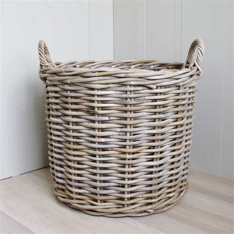 2 Round Rattan Baskets Log Laundry | Bliss and Bloom