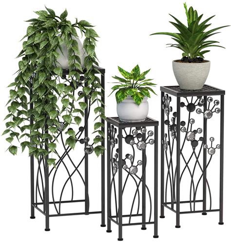 Mecor Metal Plant Stand 3 in 1 Flower Pot Holder Indoor/Outdoor Display ...