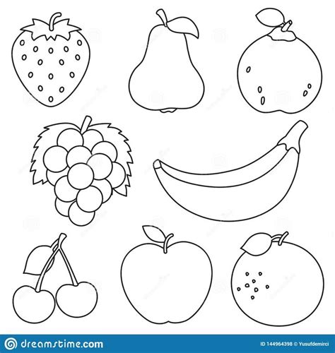 Vector Illustration of Fruits Coloring Page Stock Vector - Illustration of contour, juice ...