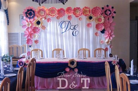 Pink blue wedding. | Wedding backdrop, Pink blue weddings, Paper flowers wedding