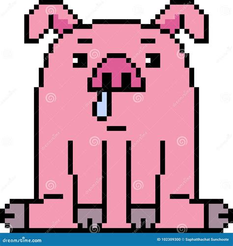 Vector pixel art pig stock vector. Illustration of drool - 102309300