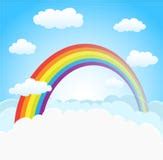 Rainbow Sky With Clouds Cartoon Background Royalty Free Stock Photos - Image: 18428988