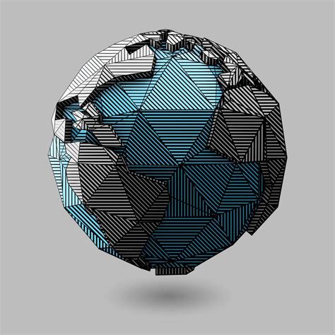 Vector artistic world globe illustration. Low poly style line art ...