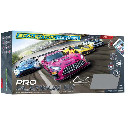 Scalextric Digital ARC Pro Platinum GT Slot Car Set inc 4 x cars & pit lane C1436