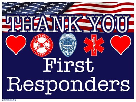 Thank You First Responders 18 x 24 Corrugated Indoor/Outdoor Yard Sign