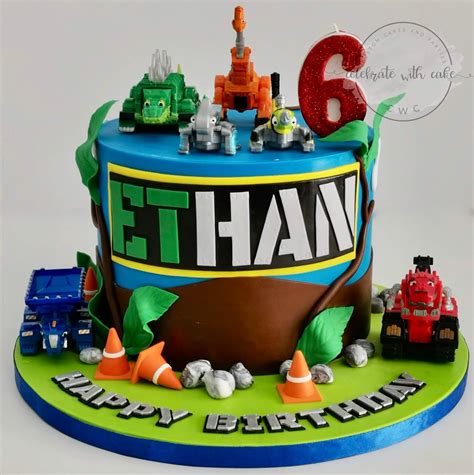 Celebrate with Cake!: DinoTrux single tier Cake