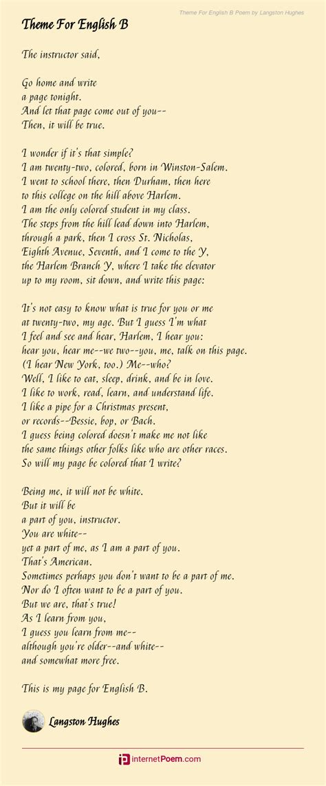 Langston Hughes Theme For English B Poem