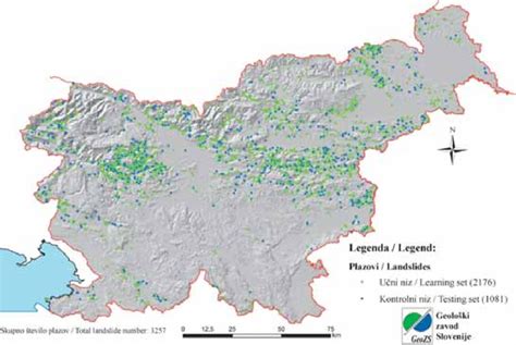 Landslide locations, included in the analyses. | Download Scientific ...