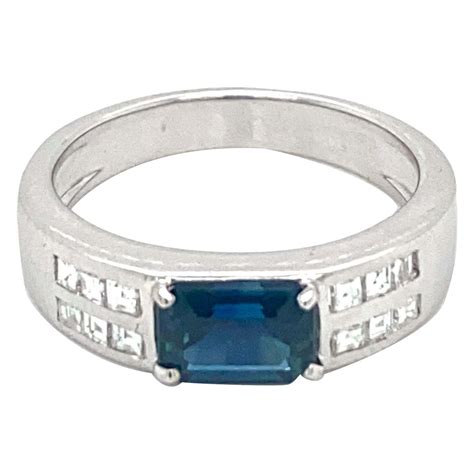 Estate Sapphire Diamond Gold Band Ring For Sale at 1stDibs