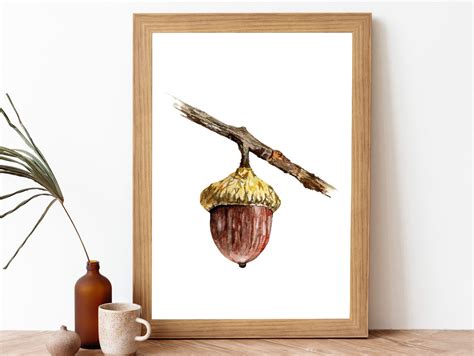 Watercolor Acorn Botanical Painting Printable Art Print | Etsy