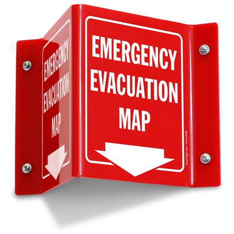 Emergency Evacuation Map Projecting Sign, SKU: S2-1759