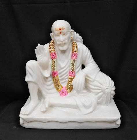 White Painted Marble Dwarkamai Sai Baba Statue, For Home, Size: 12 Inch ...