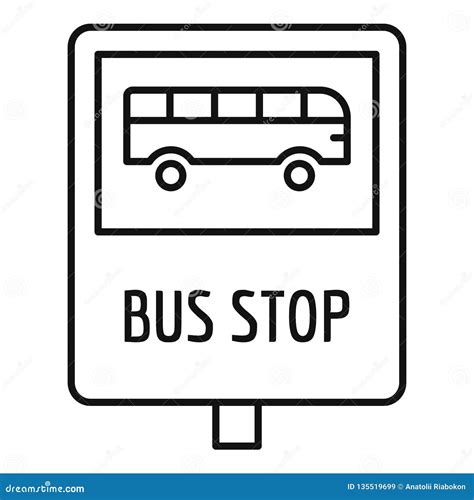 Bus Stop Traffic Sign Icon, Outline Style Stock Vector - Illustration ...