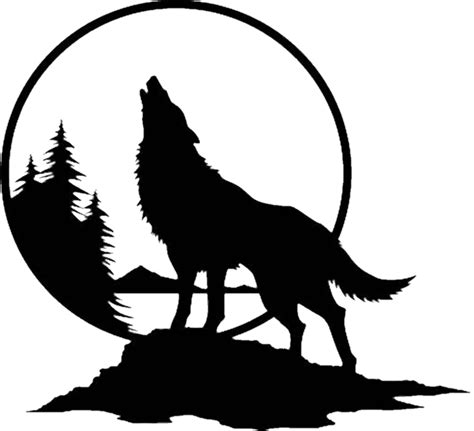 Wolf Howling At Moon Clipart - Howling Wolf Moon Vector Wolves Royalty ...