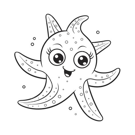 Cartoon Starfish Coloring Pages Vector Illustration Vector Illustration Outline Sketch Drawing ...