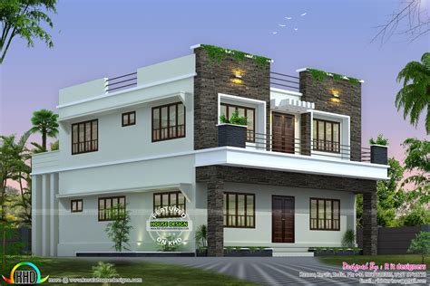 Front, side and back view of box model home - Kerala home design and floor plans