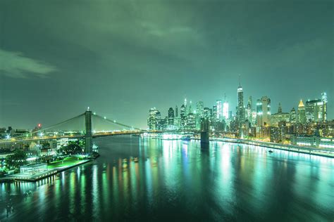 New York City Skyline Manhattan Downtown Brooklyn Bridge Cityscape Photograph Photograph by ...