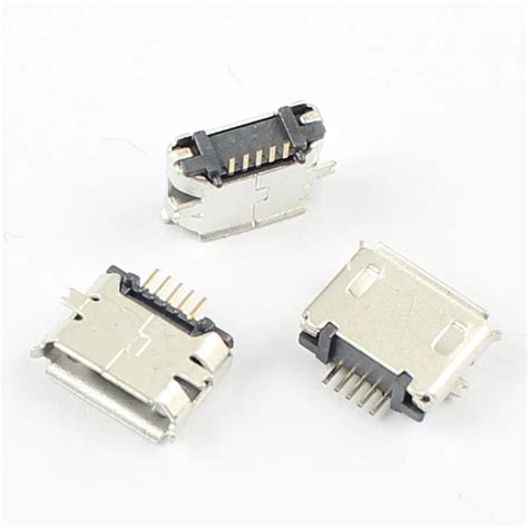 20 Pcs Per Lot Micro USB B Type Female 5 Pin SMT Long Pin Socket ...