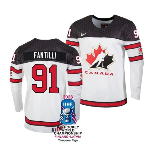 Canada Hockey Adam Fantilli #91 White Home Jersey 2023 IIHF World ...