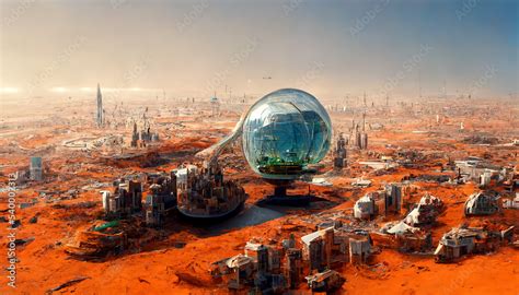 The concept of a city that can be built on Mars Stock Illustration ...