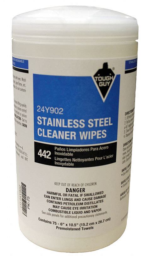 TOUGH GUY, Canister, 75 ct Container Size, Stainless Steel Cleaner ...