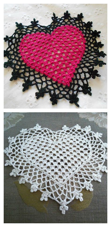 8 Lovely Crochet Heart Doilies Free Patterns | Free crochet doily patterns, Valentines crochet ...