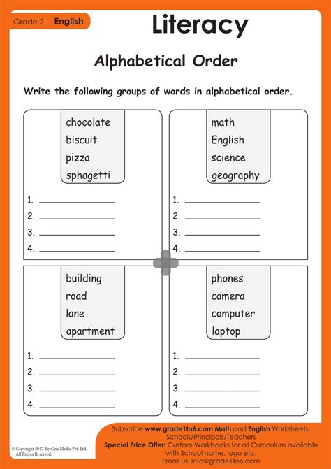 Alphabetical Order Worksheets | Grade1to6.com - Worksheets Library